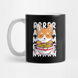 Cute Corgi Dog Eating Ramen Noodles Kawaii Puppy Mug